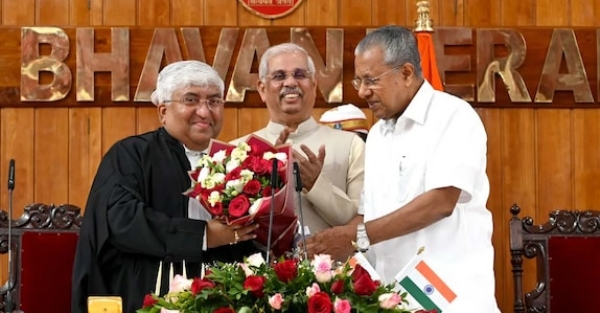 Justice Soumen Sen ,Kerala Governor Rajendra Arlekar and Chief MinisterM