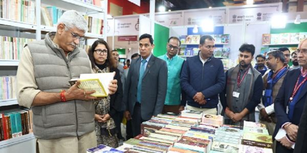 Culture Minister Tours Sahitya Akademi Stall at World Book Fair Pavilion