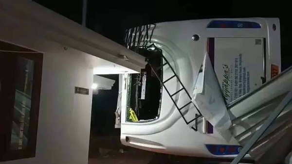 Bus  overturns