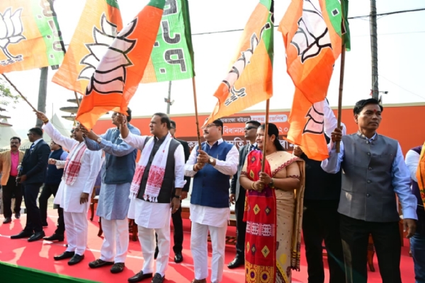 CM Dr Himanta Biswa Sarma Flagging Off BJP Video Vans Ahead of Assam Assembly Elections. CM Dr Himanta Biswa Sarma Flagging Off BJP Video Vans Ahead of Assam Assembly Elections.