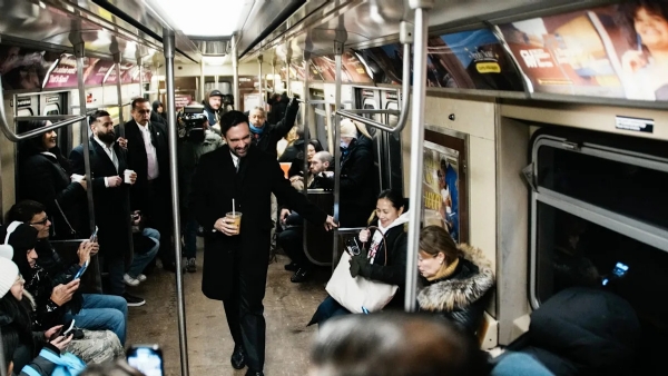 NYC Mayor Zohran Mamdani greets commuters on subway NYC Mayor Zohran Mamdani greets commuters on subway