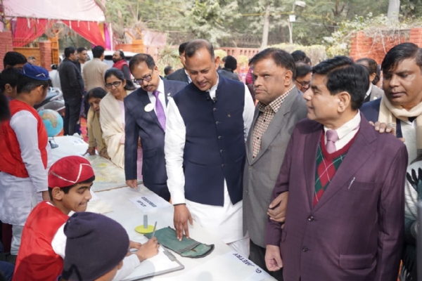 Cabinet Minister Ravindra Indraj interacted with persons with disabilities and social service workers during a special programme held at Braille Bhavan in Rohini.