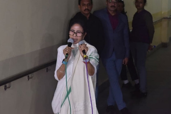Mamata Banerjee speaking to media Mamata Banerjee speaking to media
