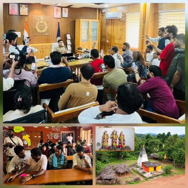 Influencers from Delhi engage in a conversation with former Naxal cadres who have surrendered and the Superintendent of Police. Influencers from Delhi engage in a conversation with former Naxal cadres who have surrendered and the Superintendent of Police.