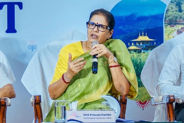 Deputy CM Pravati Parida in the Press Conference