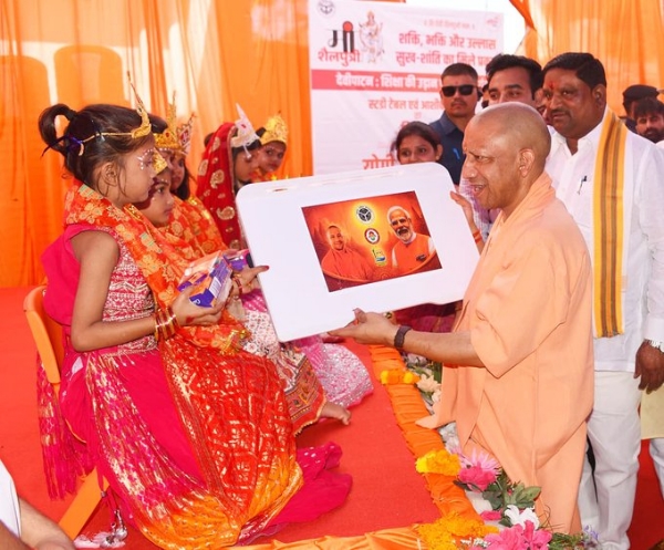 UP CM distributing study tables and blessing letters under Education Flight Initiative on Sunday