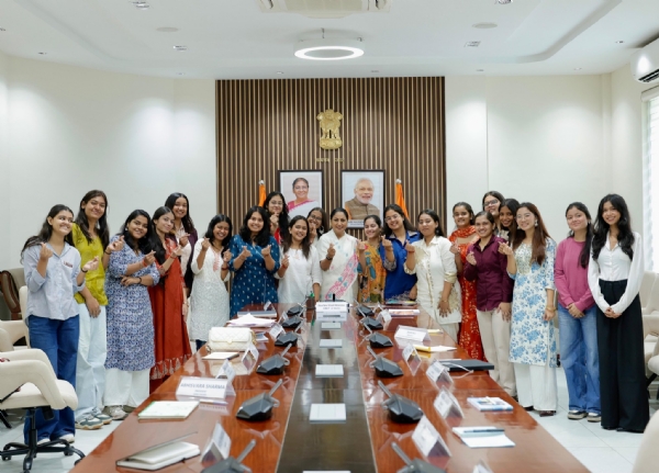 Delhi Chief Minister Rekha Gupta interacts with students. Delhi Chief Minister Rekha Gupta interacts with students.