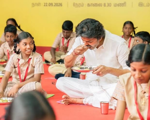 Vijay during inauguration of meal scheme for students Vijay during inauguration of meal scheme for students