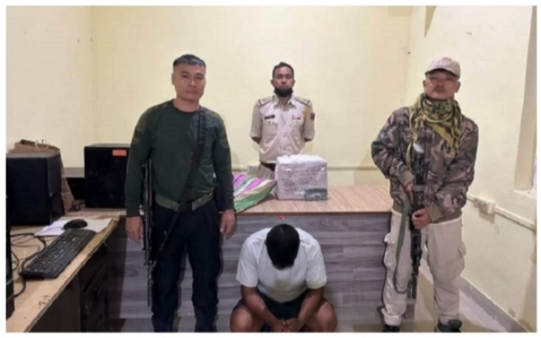 Image of the Arrested Accused by Manipur Police with Drugs Seized 932 Grams of Brown Sugar.