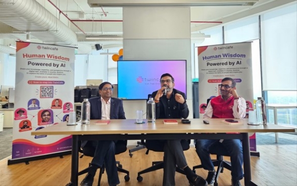 National security expert Amit Dubey with TwinCafe MD Sandish Goyal and brand evangelist Tarun Singhal at a media interaction in Noida on Tuesday. National security expert Amit Dubey with TwinCafe MD Sandish Goyal and brand evangelist Tarun Singhal at a media interaction in Noida on Tuesday.
