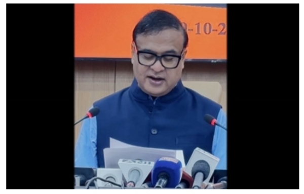 Assam CM Dr Himanta Biswa Sarma Addressing a Press Conference after the Cabinet Meeting.