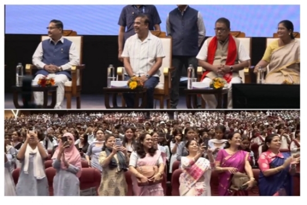 Assam CM Dr Himanta Biswa Sarma in the programme held at the Jyoti-Bishnu Auditorium in Guwahati.