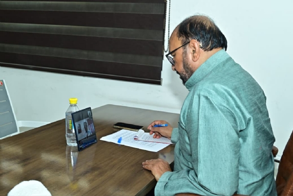 State Higher Education Minister Yogendra Upadhyay held a high-level virtual review meeting