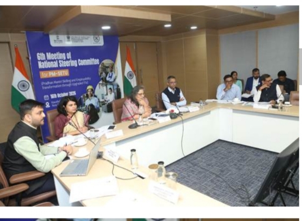 Debashree Mukherjee, Secretary of the Ministry of Skill Development and Entrepreneurship, attends the sixth meeting of the National Steering Committee under the PM-SETU scheme.