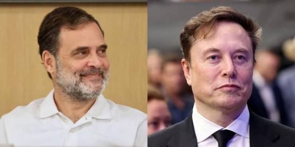 Elon Musk- Rahul Gandhi - file pic