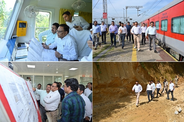 Northeast Frontier Railway General Manager Ashish Bansal conducts a window-trailing inspection from Badarpur via Agartala to Nishchintapur and Sabroom.