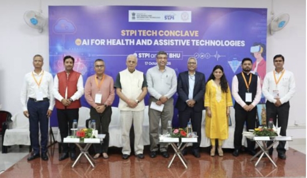 Speakers and participants engage in discussions on leveraging artificial intelligence to improve healthcare services and develop assistive technologies during the ‘AI for Healthcare and Assistive Technologies’ conference held at IIT (BHU) on Sunday.