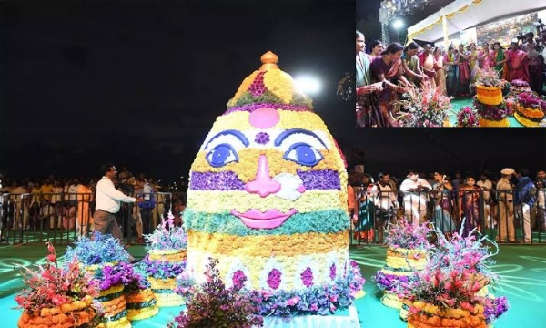 Governor Shiv Pratap Shukla, Ministers Attend Saddula Bathukamma Celebrations at Hussain Sagar Governor Shiv Pratap Shukla, Ministers Attend Saddula Bathukamma Celebrations at Hussain Sagar