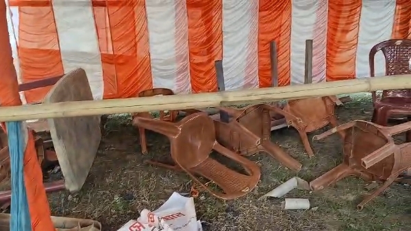 The vandalized Seva Setu Camp