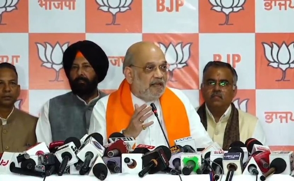 Home Minister Amit Shah addressing the media