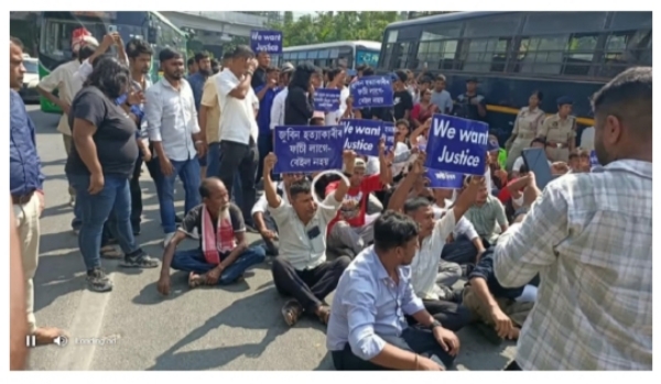 Image of the Raijor Dal Members Detained During Protest Seeking Justice for Zubeen Garg.