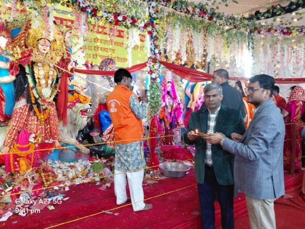 Bangladesh Ambassador to Nepal, Mohammad Shafiqul Rahman, offers prayers at a Durga Puja pandal in Nepal.