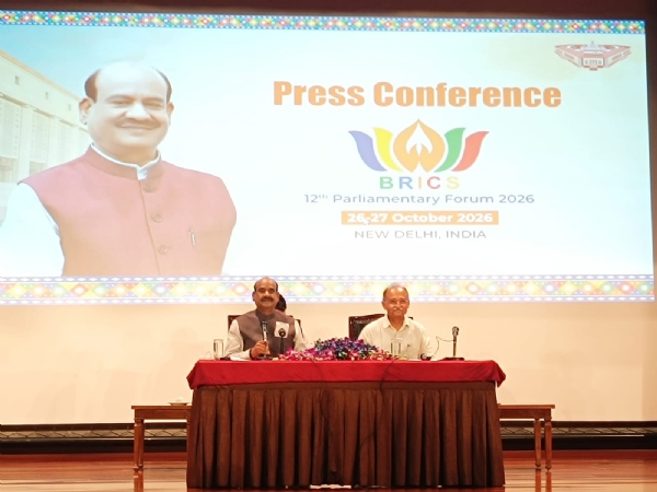 Lok Sabha Speaker Om Birla addresses a press conference.