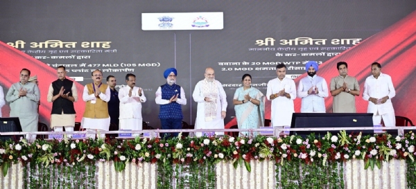 Union Home and Cooperation Minister Amit Shah inaugurates and lays the foundation stone for projects worth Rs 8,941 crore aimed at the rejuvenation of the Yamuna River in New Delhi on Thursday.