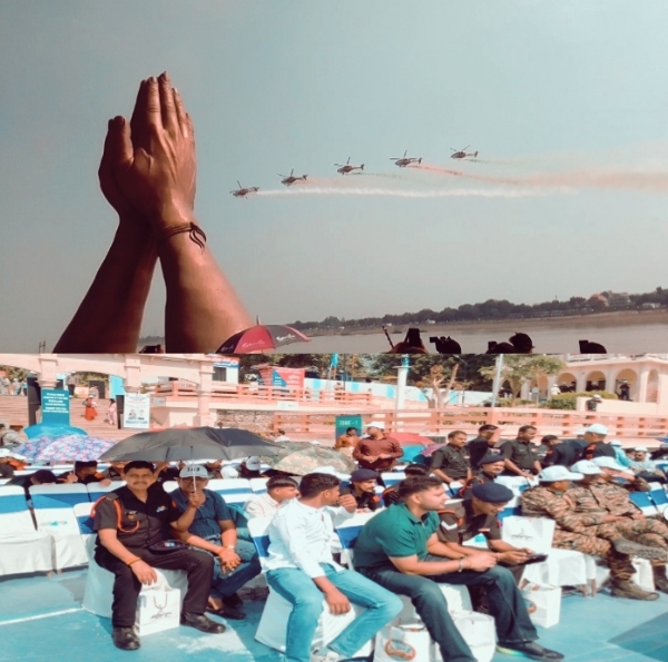 IAF presenting Wings Over Ganges air show over Ganga at Namo Ghat