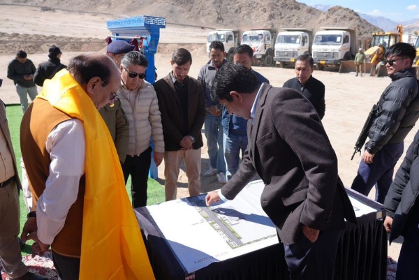 LG Saxena Lays Foundation Stone For Open Exhibition Ground In Leh