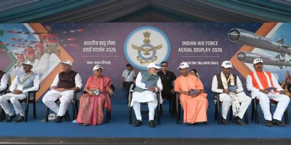 PM Modi Watches ‘Wings Over Ganga’ Air Show from Varanasi’s Namo Ghat as 100 Aircraft Showcase Aerial Prowess