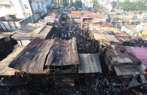 Massive fire ripped through market near Jammu Railway Station, gutting around 40 shops