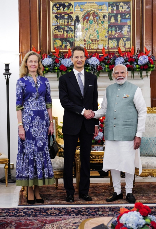 Liechtenstein’s Hereditary Prince Alois with Prime Minister Narendra Modi. Liechtenstein’s Hereditary Prince Alois with Prime Minister Narendra Modi.