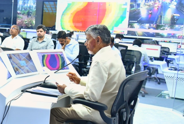 CM Naidu is at the Real Time Governance Society (RTGS) Centre at the State Secretariat
