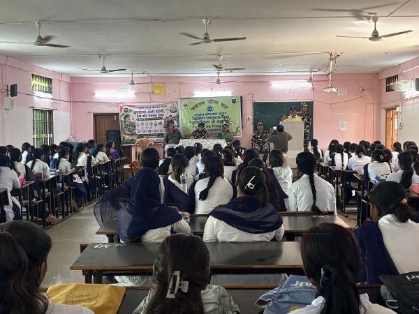 IMAGE OF THE 1ST BATTALION SSB  ORGANISING VIGILANCE, GIRLS’ EDUCATION AWARENESS PROGRAMME.