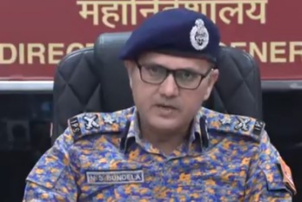 NDRF Inspector General Narendra Singh Bundela briefs the media on relief and rescue operations to tackle Cyclone Arnab.