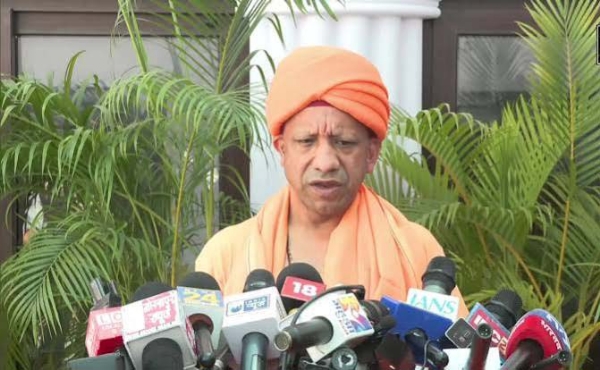 Chief Minister Yogi speaking to media persons on Monday