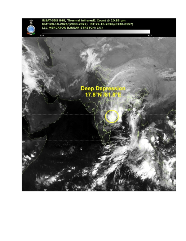 Cyclone Arnab’s position as shown in the India Meteorological Department’s National Bulletin No. 30, issued on October 29, 2026.