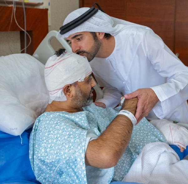 Dubai Crown Prince Sheikh Hamdan visited injured Indian pilot Captain Smit Machchhar on Saturday.