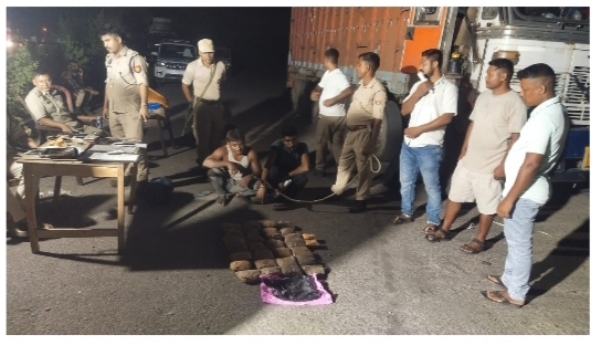 Image of the Seized Heroin Worth Crores from Truck in Assam’s Srirampur and Two Arrested Accused.