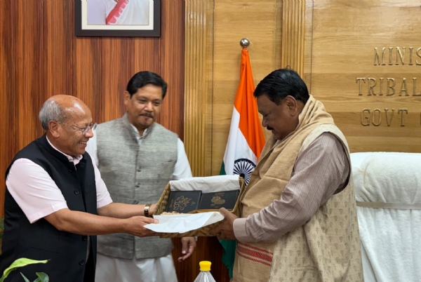 Meghalaya CM meeting Union Minister of Tribal Affairs Jual Oram Meghalaya CM meeting Union Minister of Tribal Affairs Jual Oram