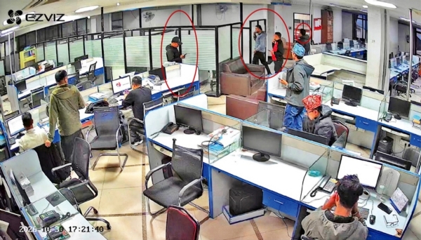 CCTV footage captures police raids at a media house in Nepal.