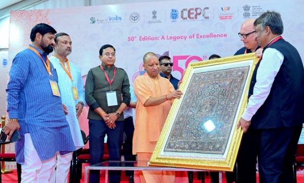 At the event organized in the district of Bhadohi for the inauguration of the Golden Jubilee edition of India Carpet Expo