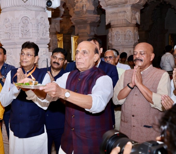 Rajnath Singh visits Ram Janmabhoomi Temple to seek blessings