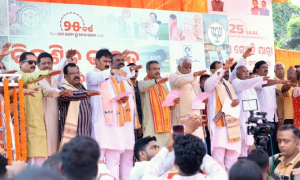 Dharmendra Pradhan Joins ‘Seva Jyoti Yatra’ in Angul