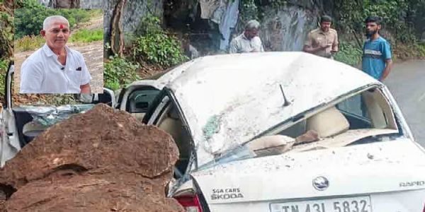 Retired IAF officer dies as boulder strikes car on Nilgiris mountain road