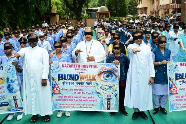 Nazareth Hospital and Divya Jyoti Niketan, Prayagraj, jointly organised a meaningful Blind Walk