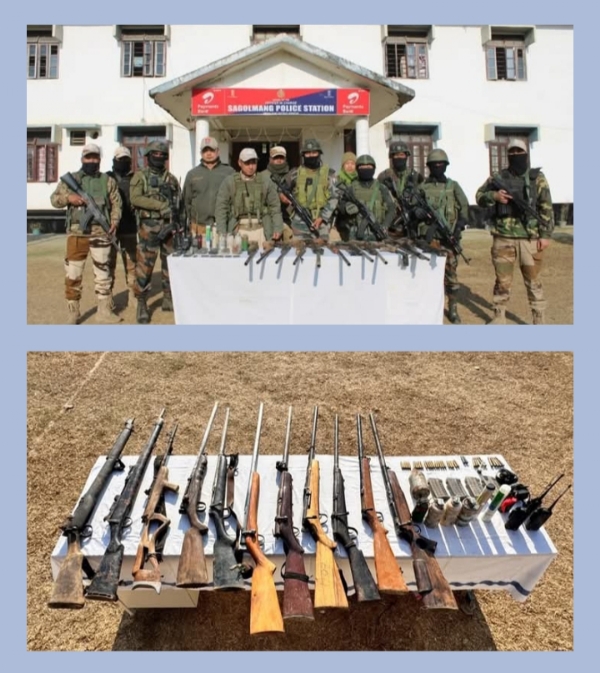 Image of the Large Cache of Weapons Recovered in Kangpokpi and Imphal East.
