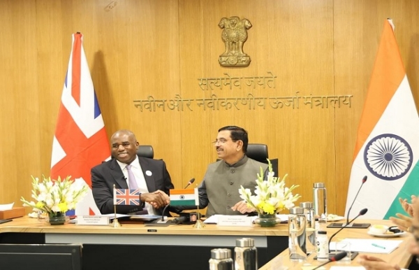 Pralhad Joshi with UK Deputy Prime Minister David Lammy and British High Commissioner to India Lindy Cameron
