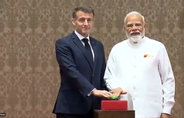 French President Emmanuel Macron with Indian Prime Minister Narendra Modi French President Emmanuel Macron with Indian Prime Minister Narendra Modi